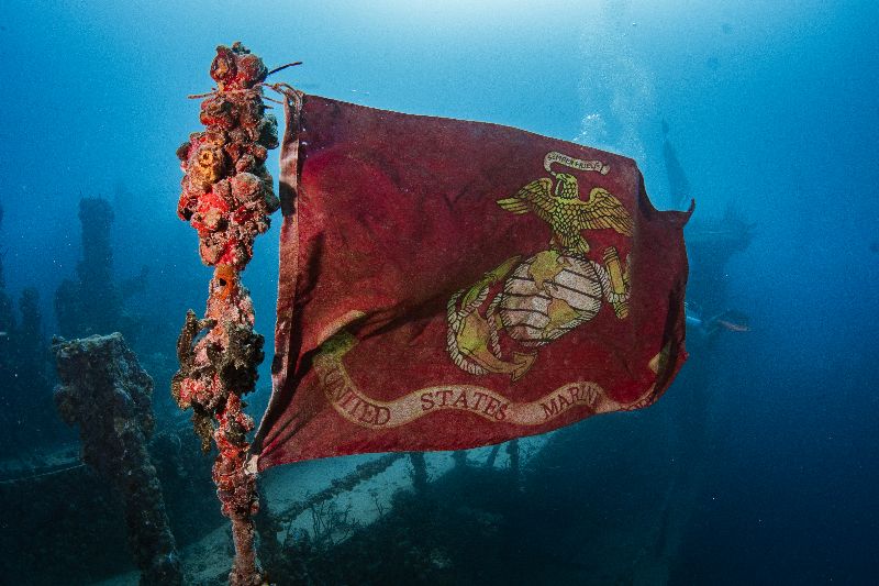 Spiegel Grove - The USCG flag waves with the current
