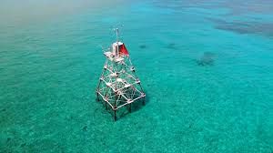 Molasses - Aerial view of the lighthouse near Molasses reef