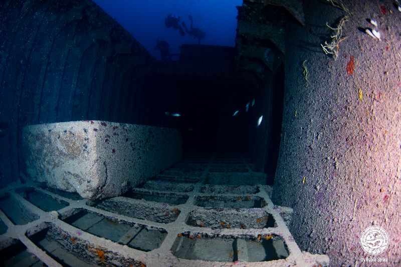 Miss Lourdes - The interior of the wreck has many concrete blocks