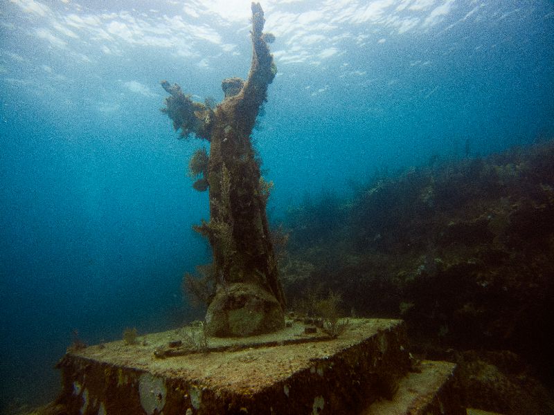 Christ of the Abyss and Grecian Rocks - The Christ of the Abyss statue