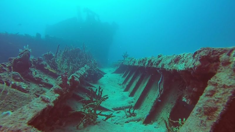 United Caribbean - With good visibility, divers can see the other end of the wreck