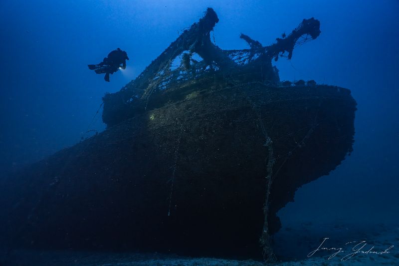 Bill Boyd - A diver explores the stern of the wreck
