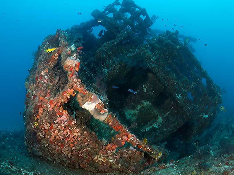 MV Castor - The wreck is tilted to its starboard side