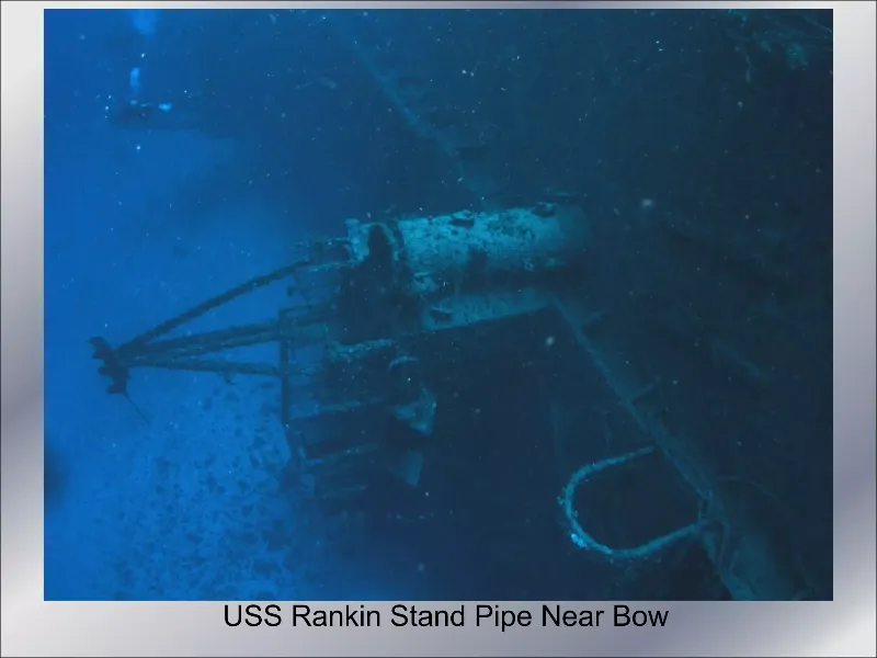 USS Rankin - Stand pipes in the bow area - in 2005