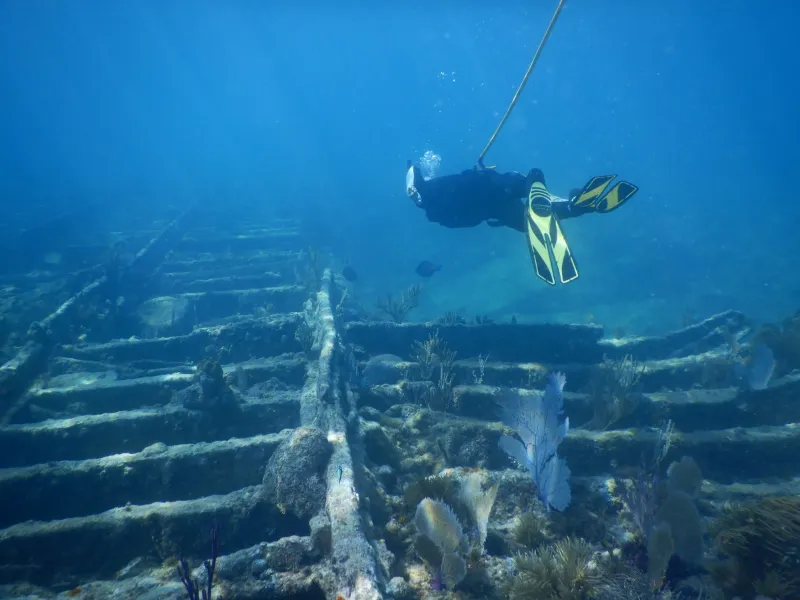 Erl King - A diver hovers over the remains of this magnificent wreck
