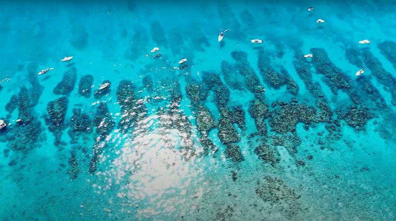 Sand Key - Aerial view of the site. This is a very popular site for boaters and snorkelers