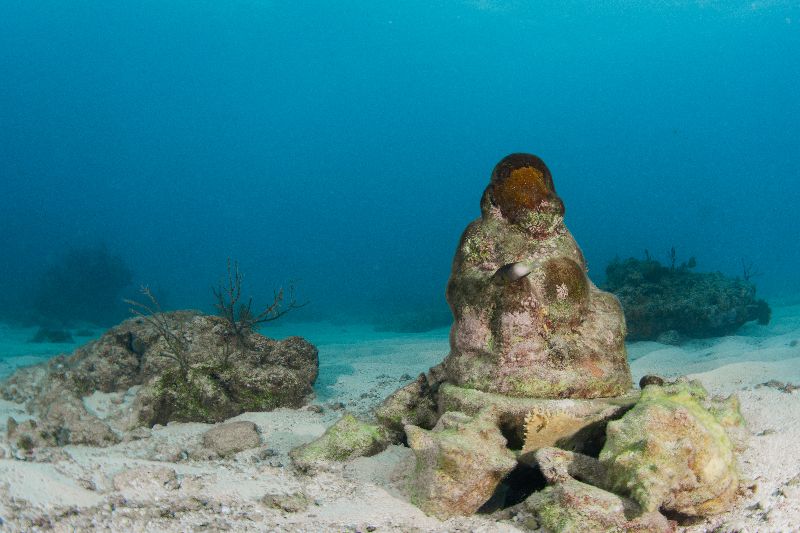 Davis - The Buddha statue is the landmark of this site. It rests just a 30 feet on the sand floor near the main ledge