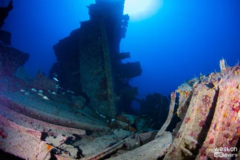 Guy Harvey - The superstructure is tilted to its starboard side